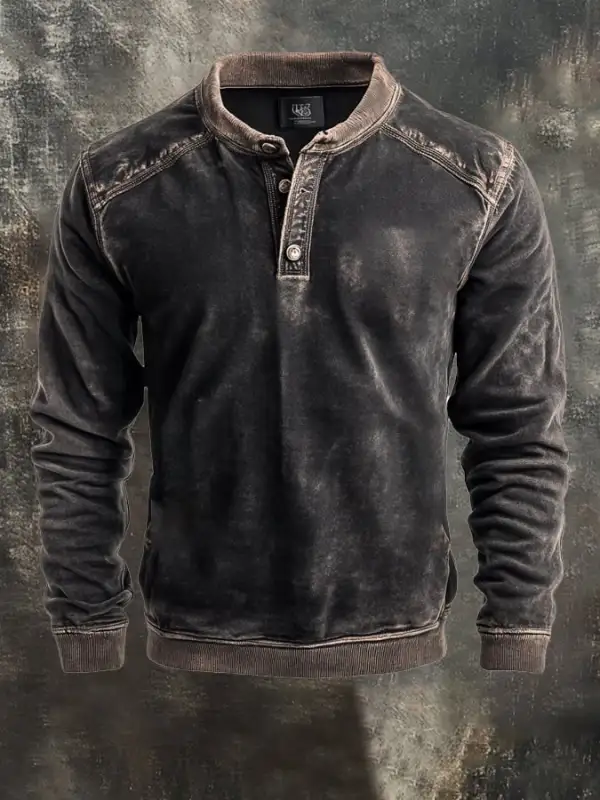 Men's Vintage Comfort Henley Sweatshirt