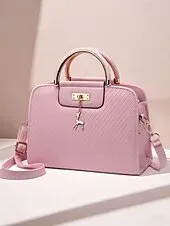 Women's Faux Leather Top Handle Tote Bag with Deer Charm - Elegant Structured Women's Shoulder Bag, Perfect for Mother's Day Gift, Work, Shopping and Casual Outings