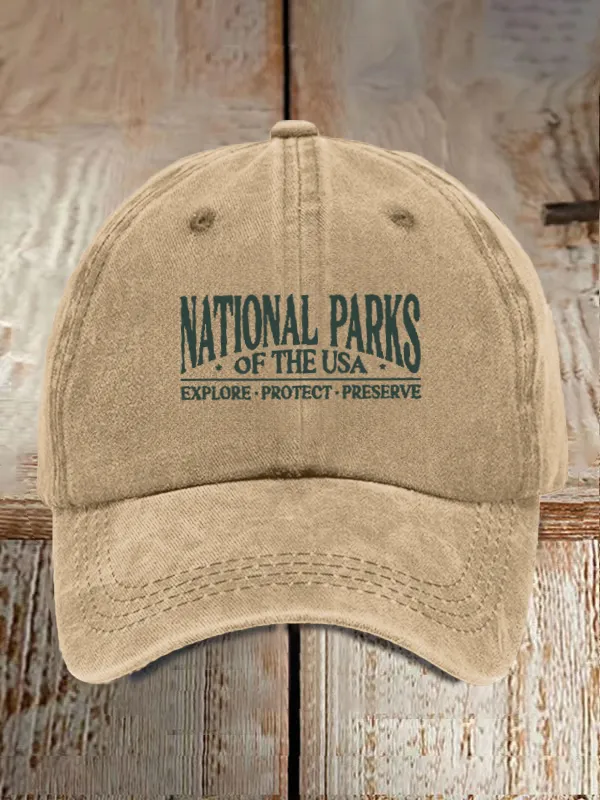 National Parks Of The USA Checklist Front/Back Print Comfort Colors Baseball Caps