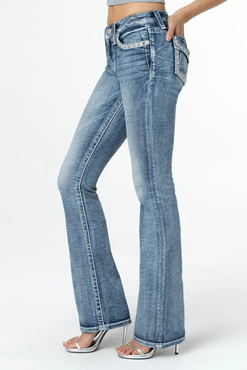 Sparkling Geo Stitch Bootcut Jeans