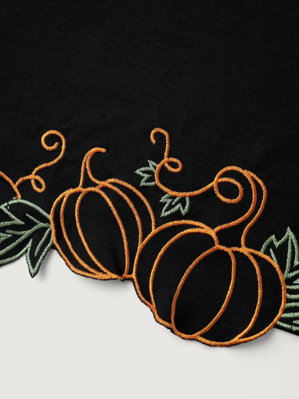 Pumpkin Embroidered Hem Solid T-Shirt