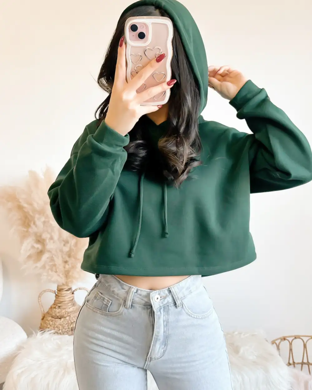 EVERYDAY BASIC CROP HOODIE (WINE)