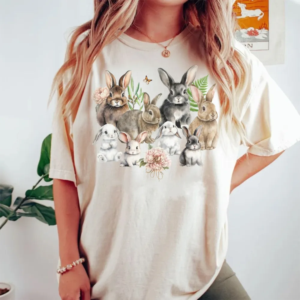Easter Printed Round Neck Short Sleeve T-Shirt