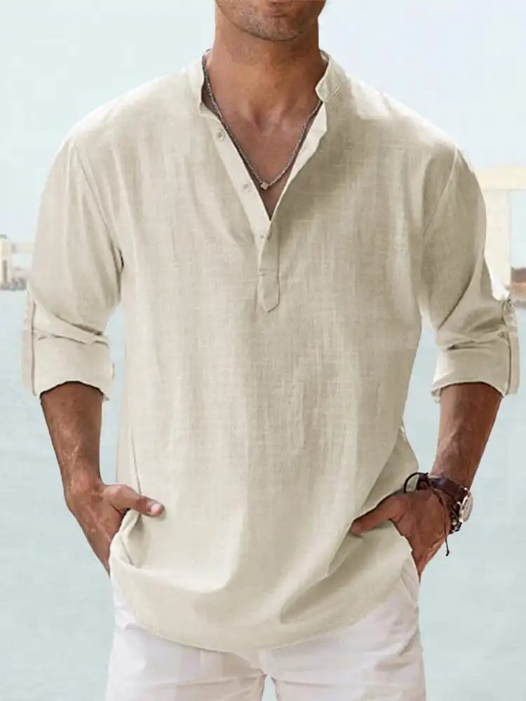 Cotton Linen Casual Long Sleeve Shirt