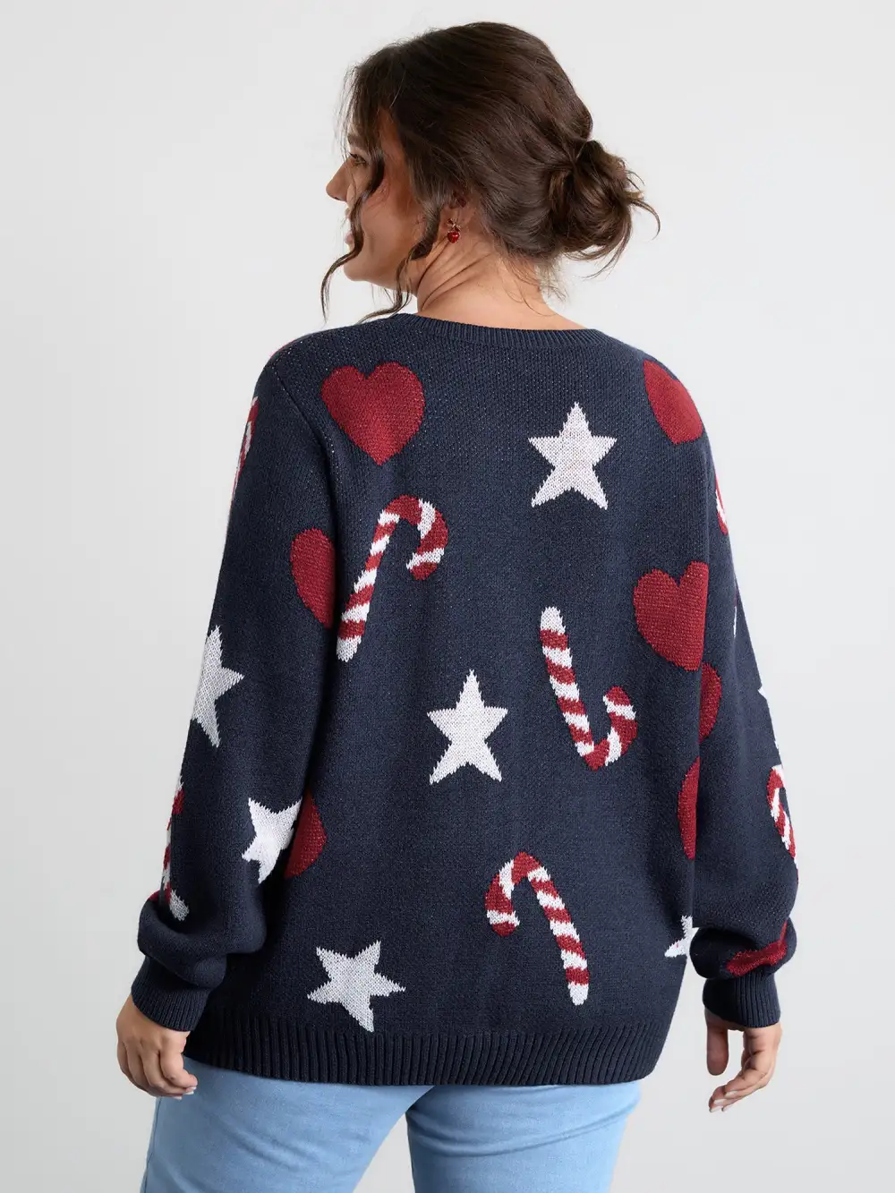 Holiday Candy Jacquard Pattern Pullover