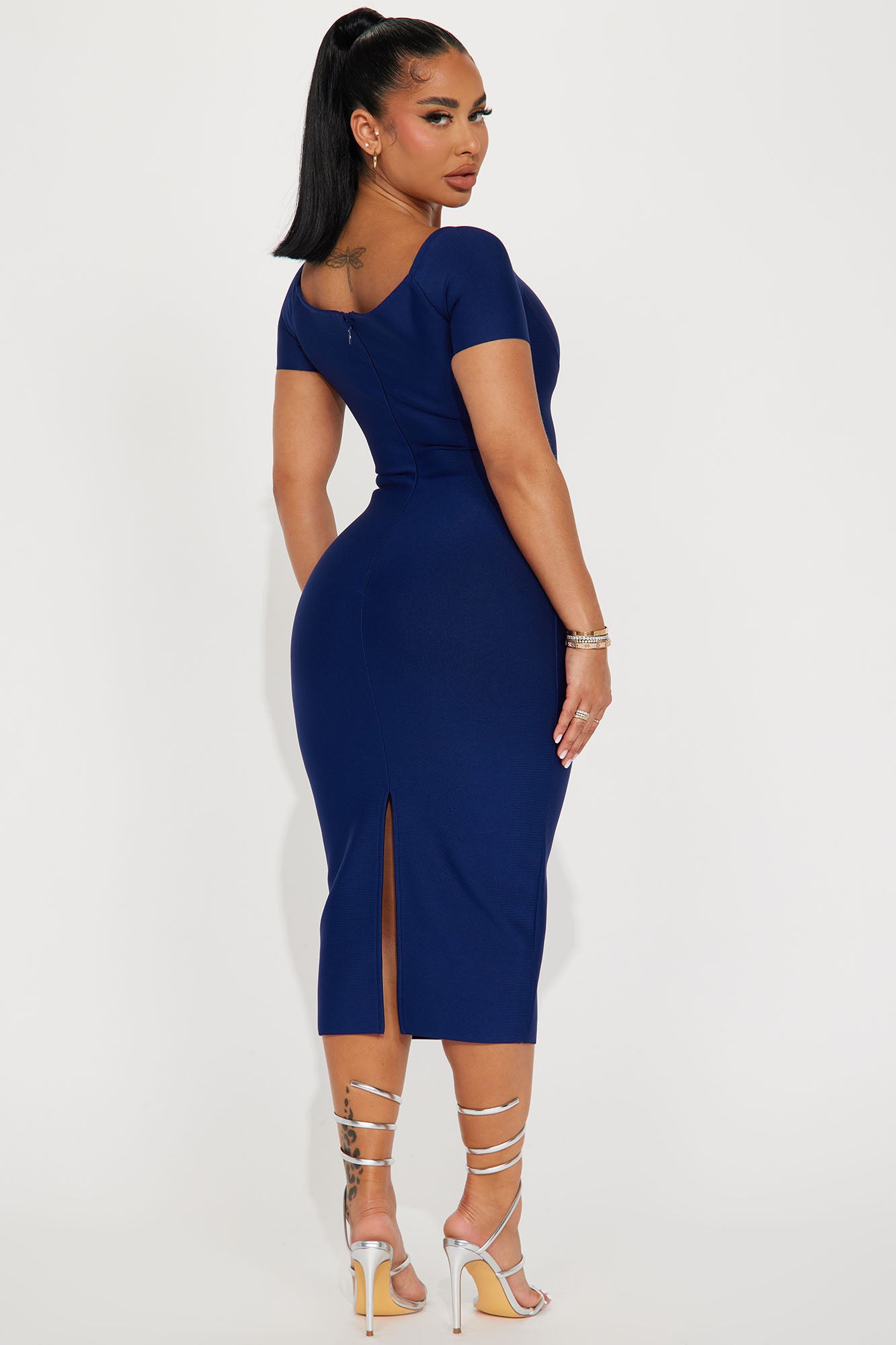 Take It Or Leave It Bandage Midi Dress - Navy