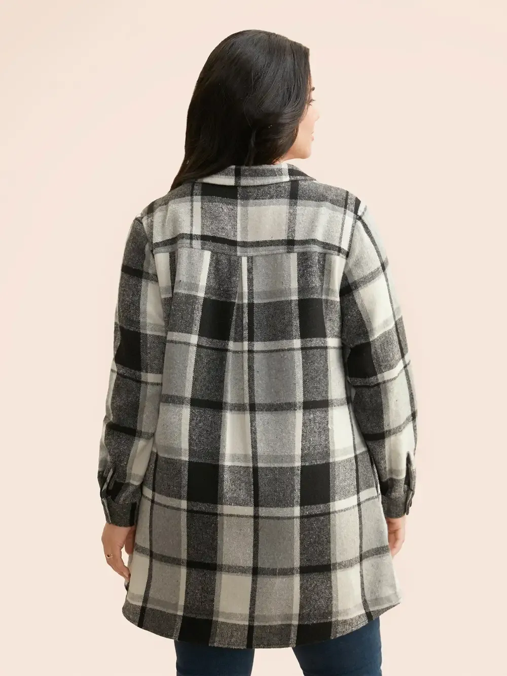 Halloween Plaid Chest Pockets Long Jacket