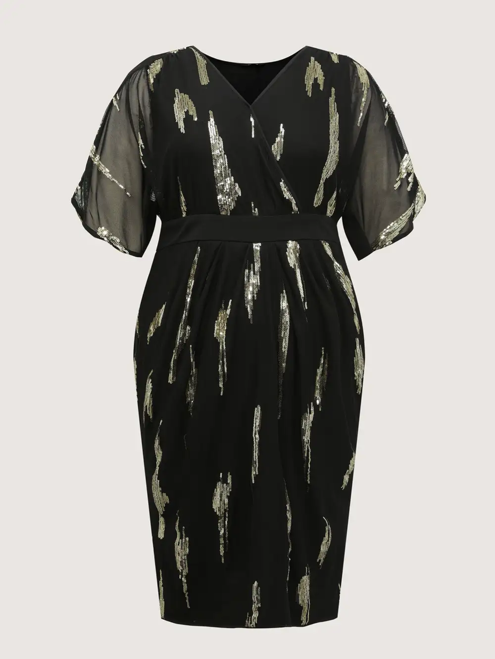 Sequin Embroidery Pleated Waist Midi Dress