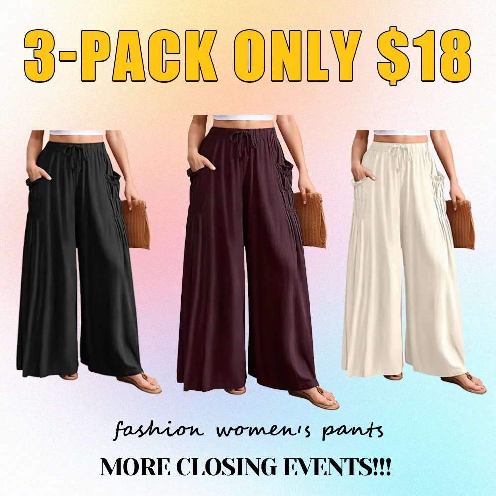 Women’s Linen Wide-Leg Pants-Loose Fit, Boho Summer Style