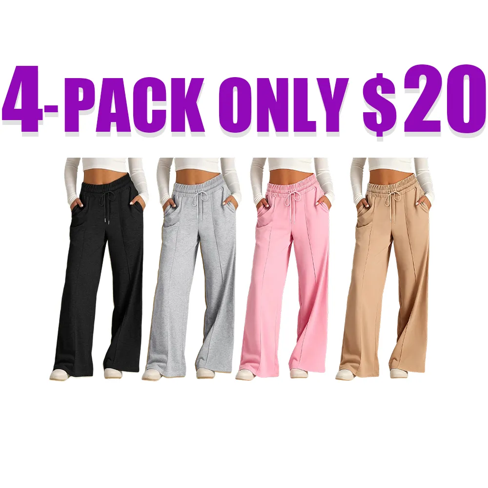 Women's Wide Leg Sweatpants Casual Loose Solid Color Pants Comfy Lounge Joggers Baggy Sweatpants Pockets