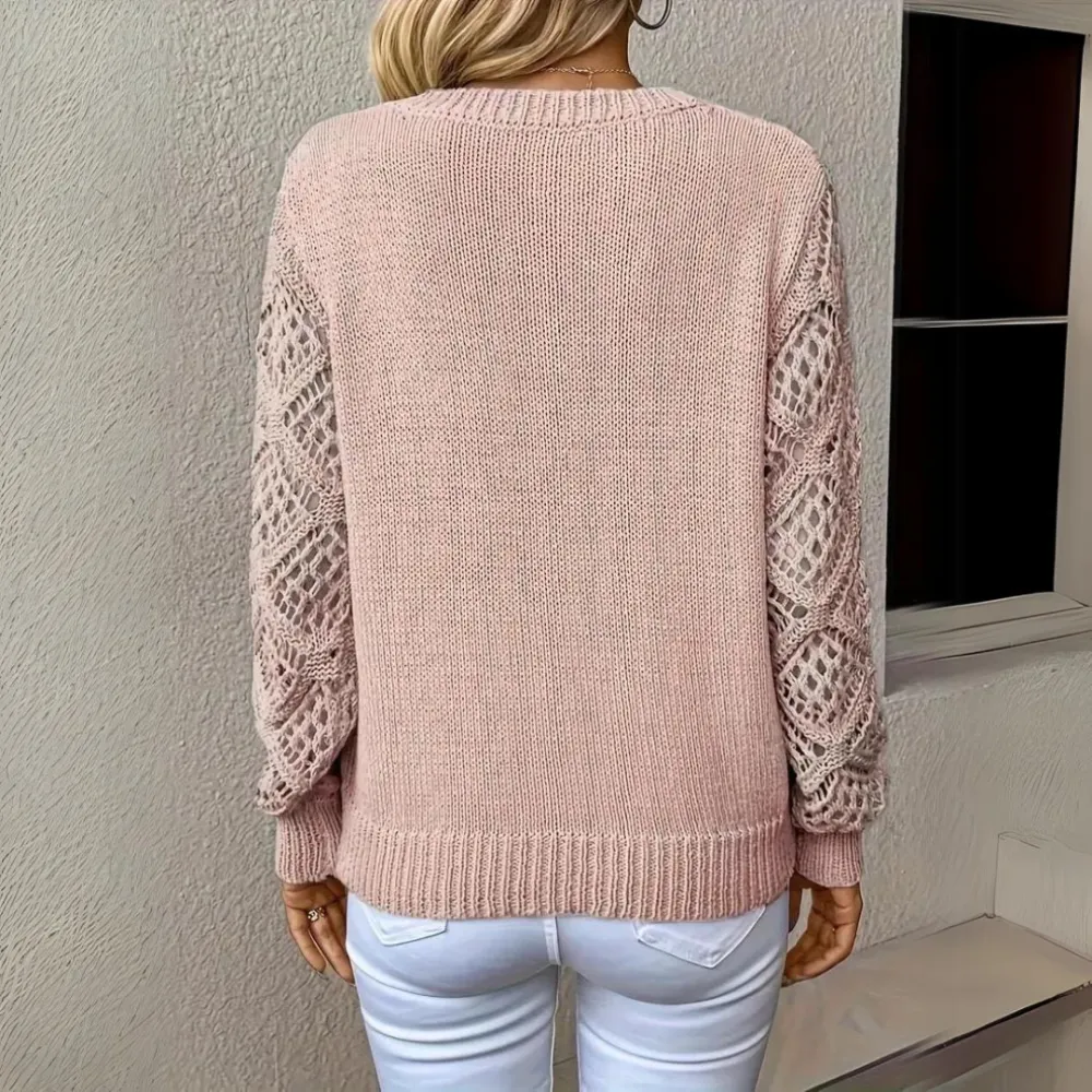 V-Neck Knitted Sleeves Jumper