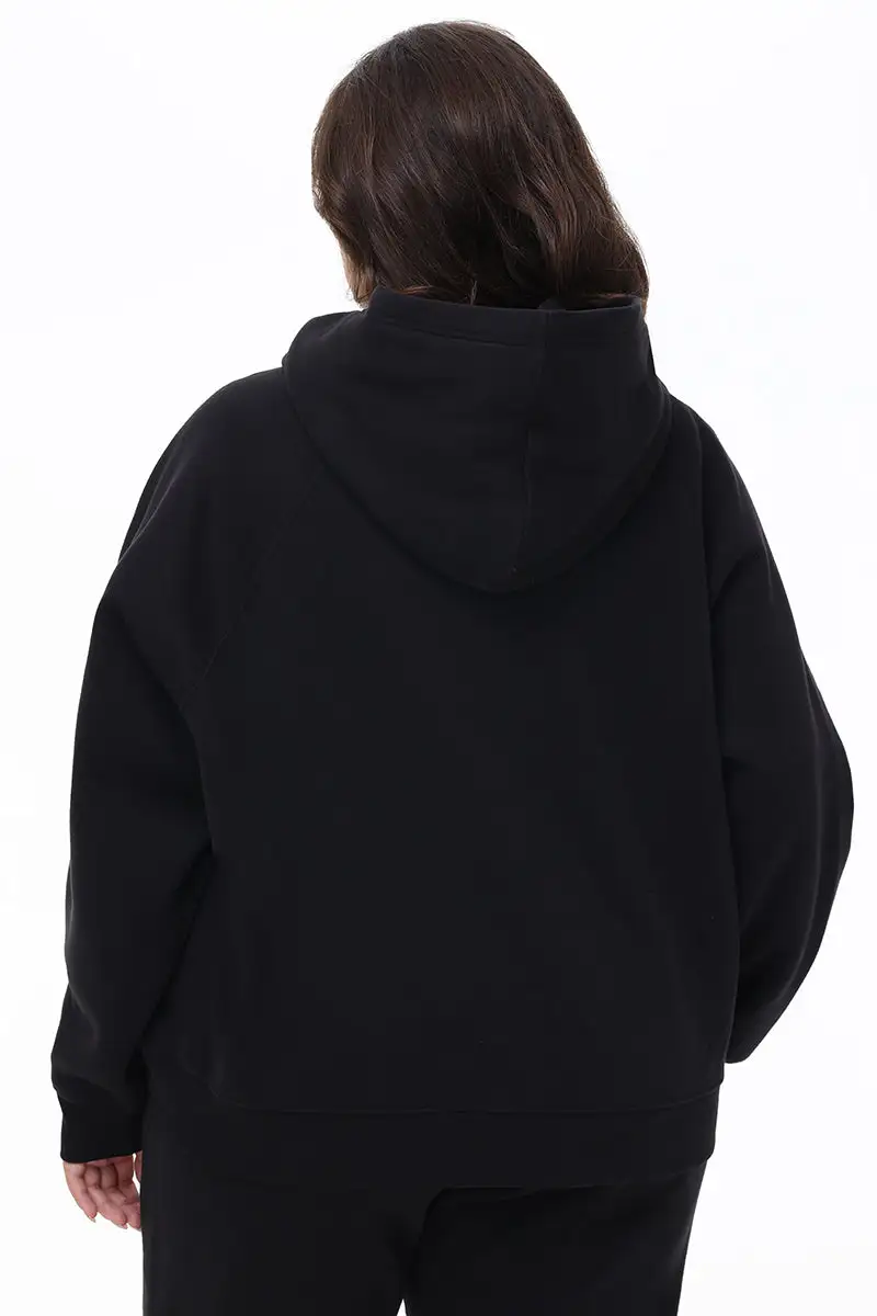 Plus-Size Oversized Fleece Scottie Dog Hoodie