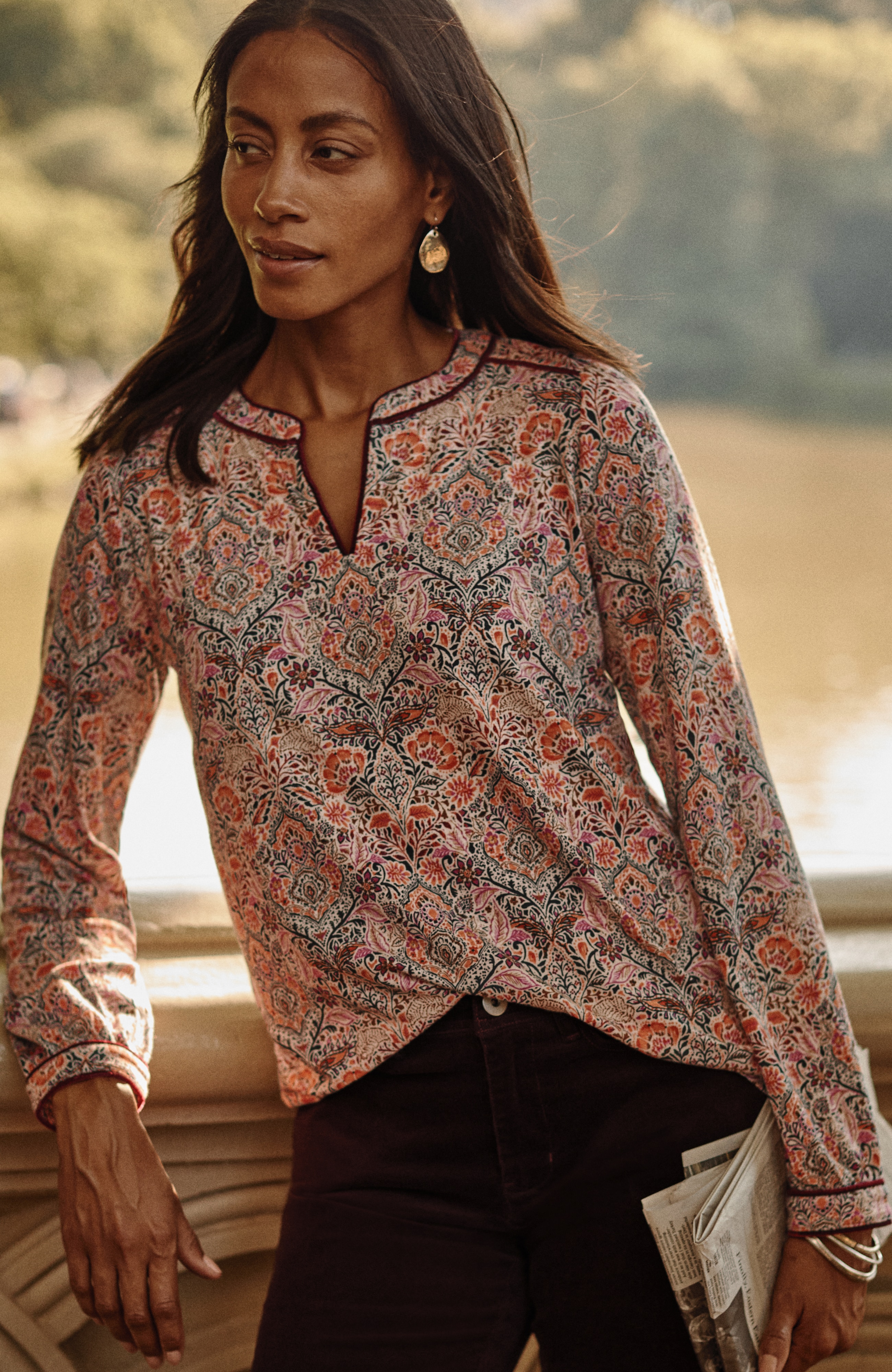 Velvet-Piped Top