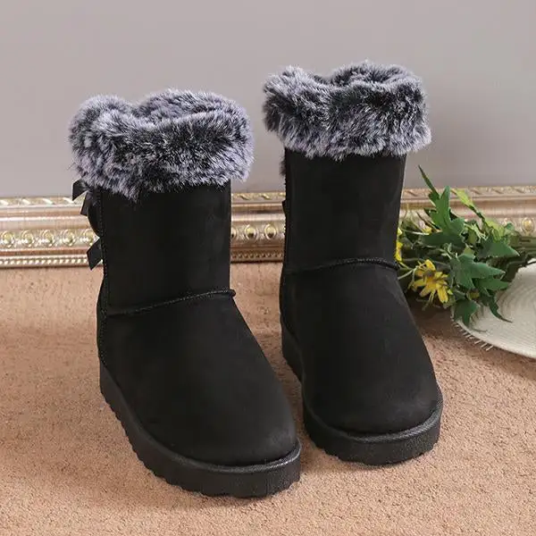 Women's Fashionable Furry Bow Thick Sole Snow Boots 27354078S