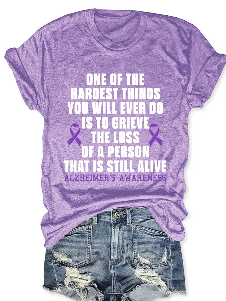 Women'S Alzheimer'S Awareness Round-Neck Short-Sleeved T-Shirt