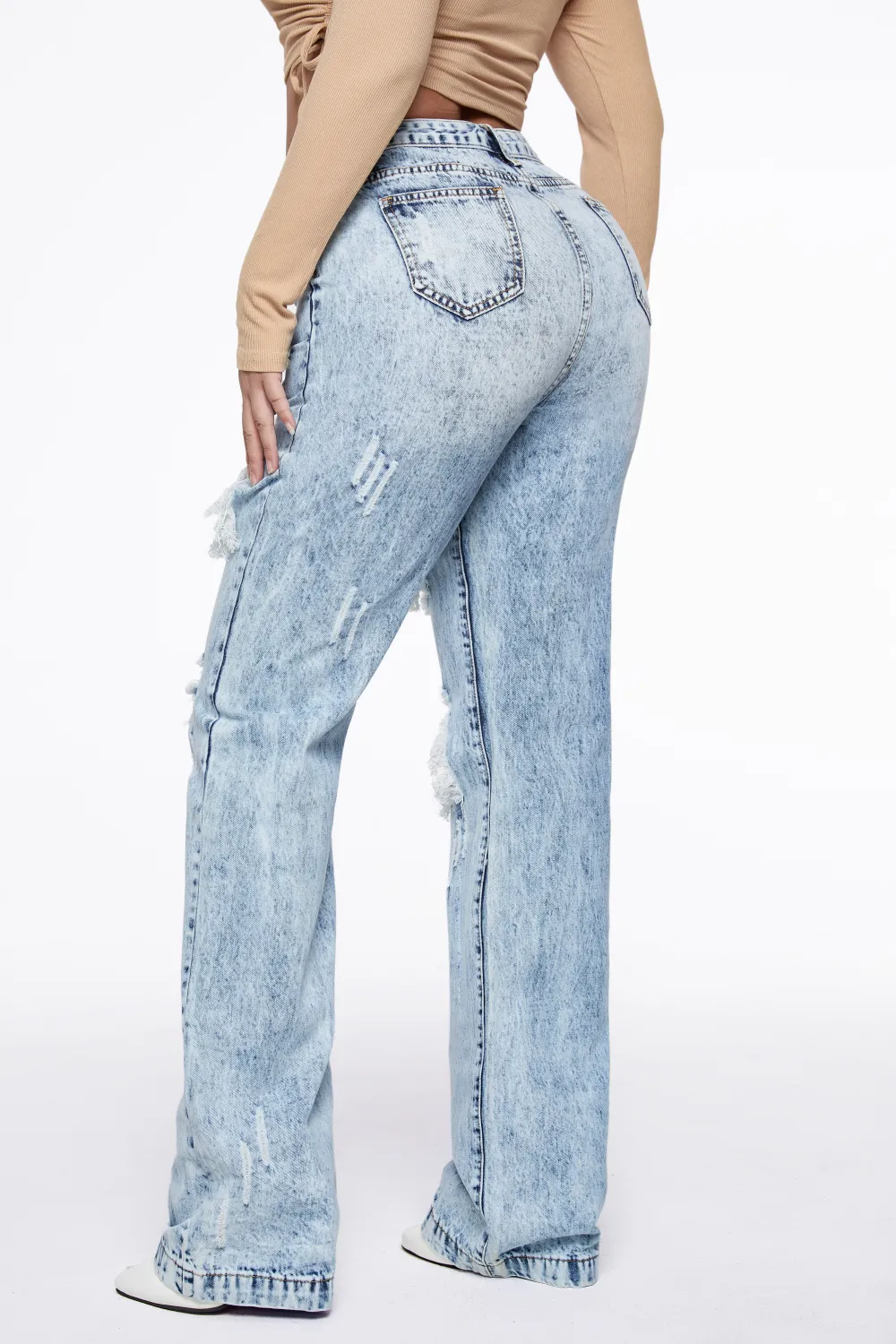 90s Vintage Thigh Distressed Baggy Jeans