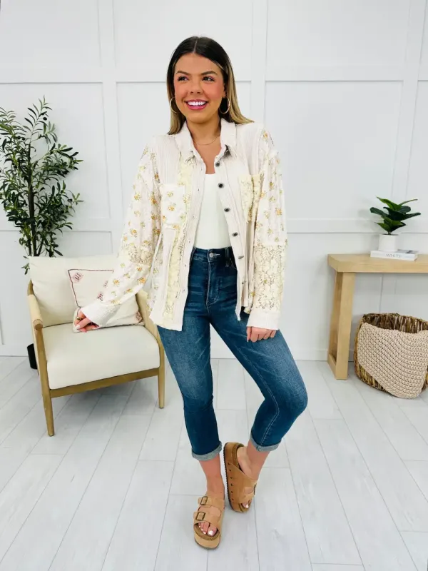 Sweet Stitch Serenity Shacket In Ivory Multi