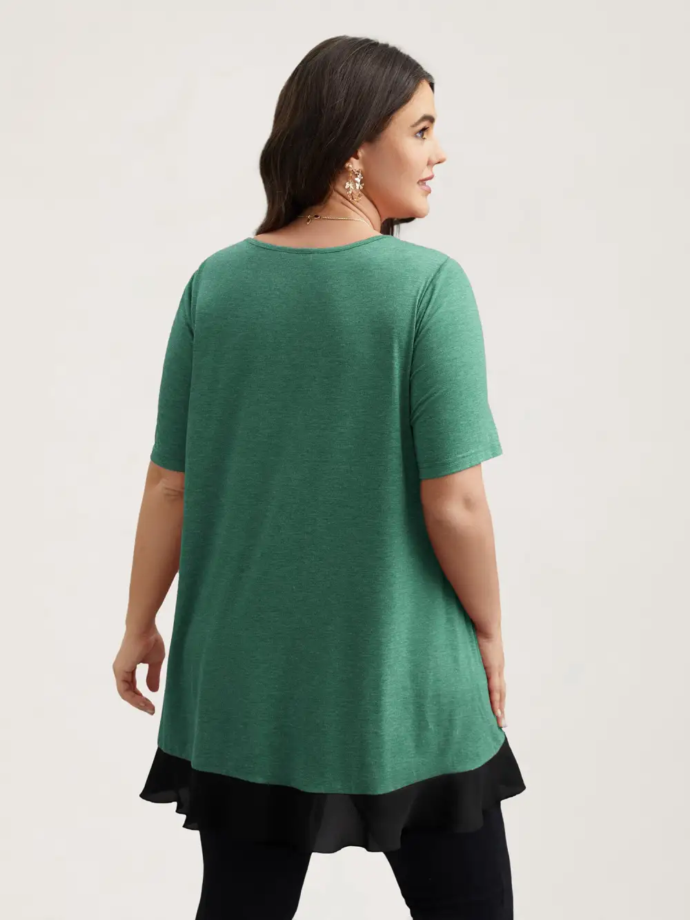Color Contrast Overlap Hem Flared Top