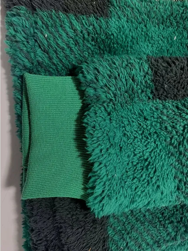 Women's Fleece Jacket Fleece Basic Pocket Zip Up Black Light Green Red Plaid Street Casual Hoodie Long Sleeve Top Micro-elastic Fall & Winter