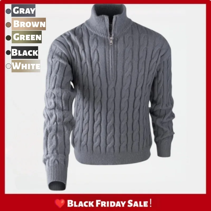 🔥5 PACK ＄29.9🔥Men's solid color Quarter Zipper  Sweater