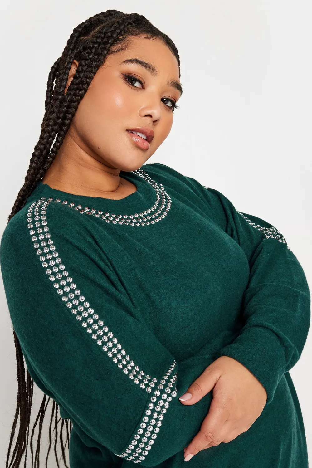 YOURS Curve Light Pink Stud Batwing Sleeve Jumper