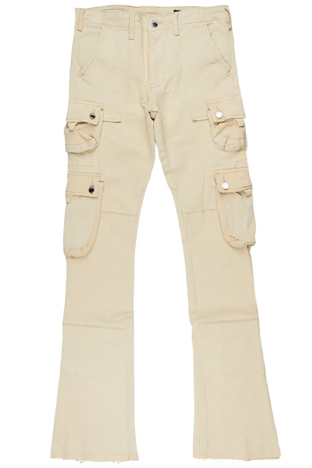 Elodie Beige Cargo Stacked Flare Jean