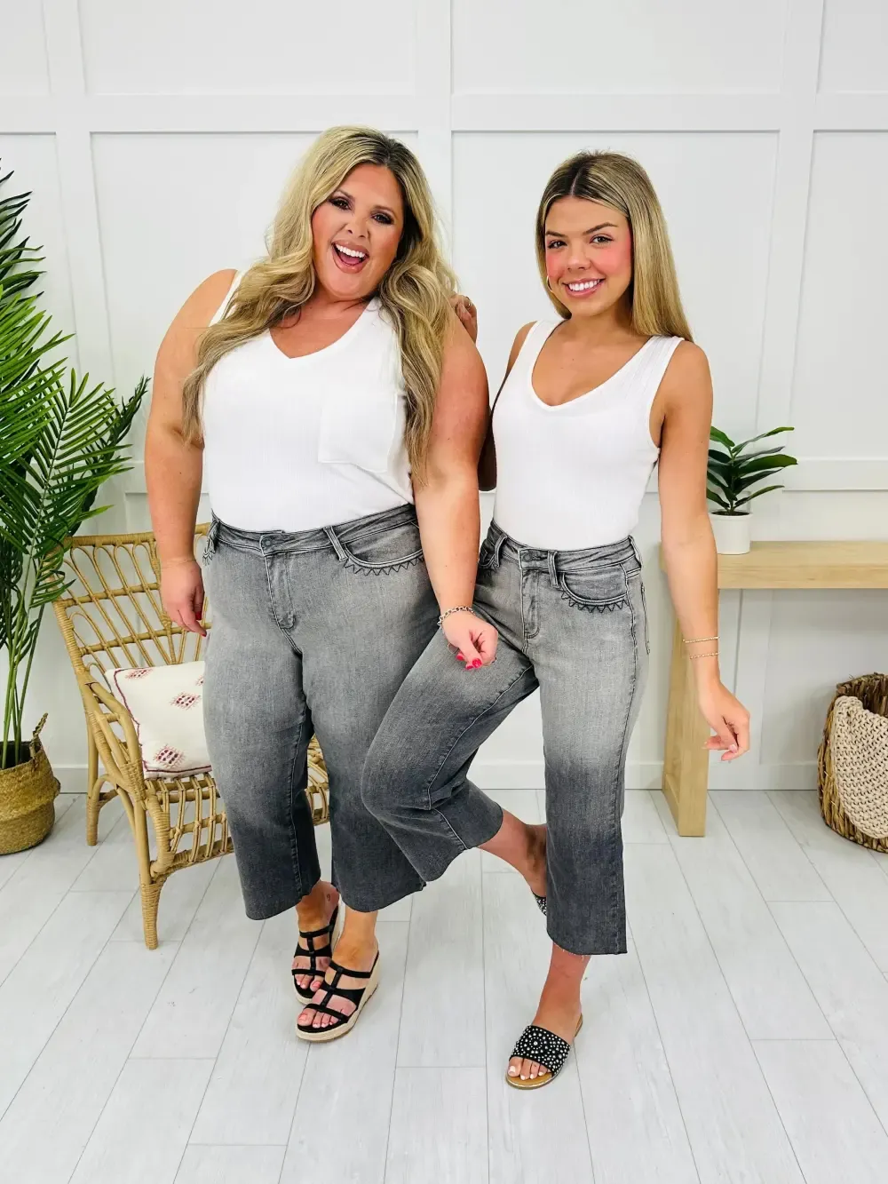 Judy Blue Pocketful of Charm Cropped Wide Leg Jeans