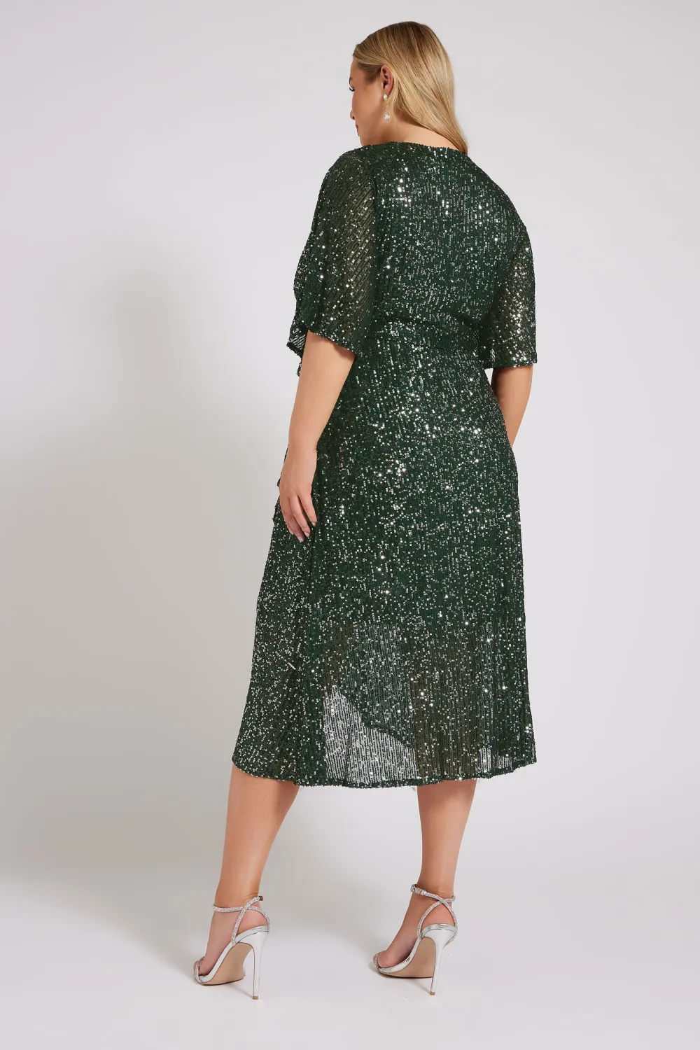YOURS LONDON Curve Navy Blue Sequin Wrap Dress