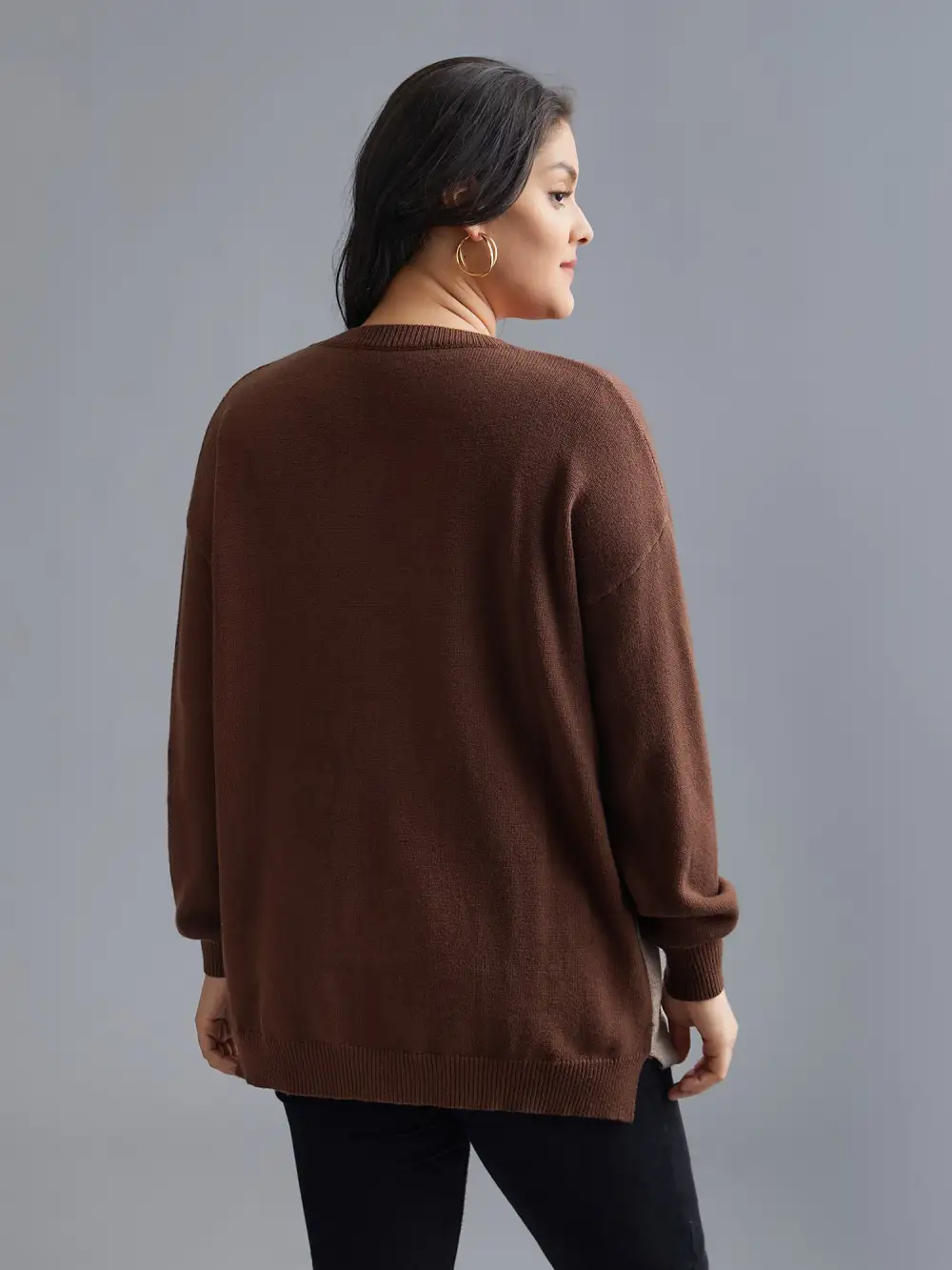 Cat Contrast Drop Shoulder Pullover