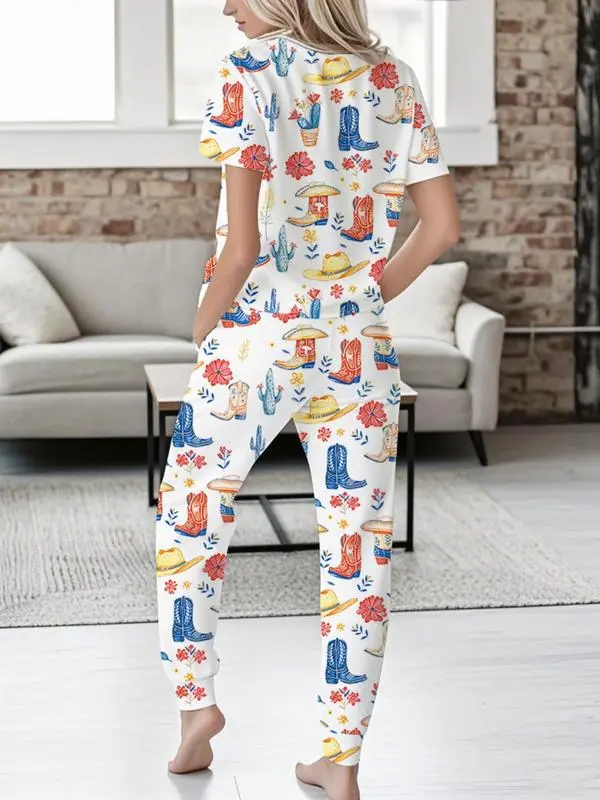 Women's 2-Piece Pajama Set – Short Sleeve Tee & Pants Loungewear.