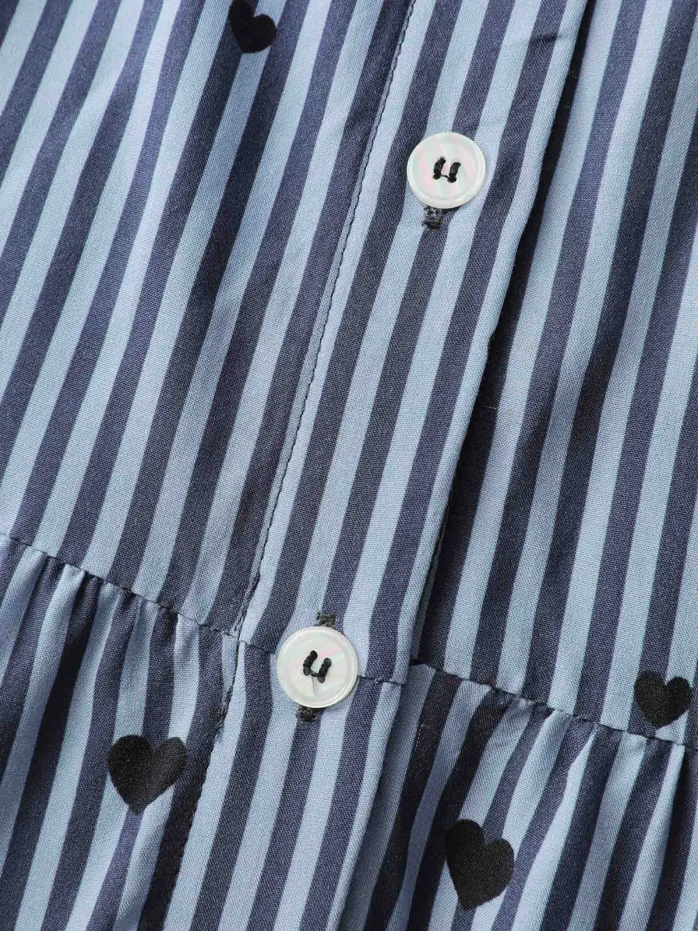 Stripe Hearts Pocket Shirt Maxi Dress