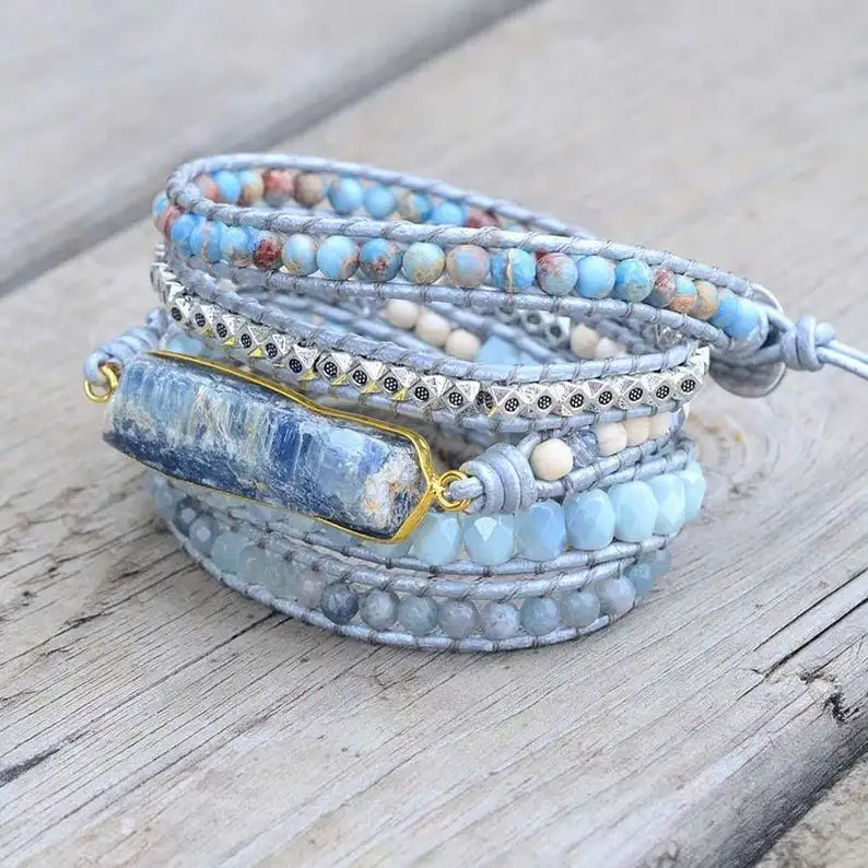 Natural Topaz Gemstone Bracelet-Healing Blue Topaz Bracelet-Meditation Spiritual Balance Inspiration Energy Bracelet Mental Health Gift