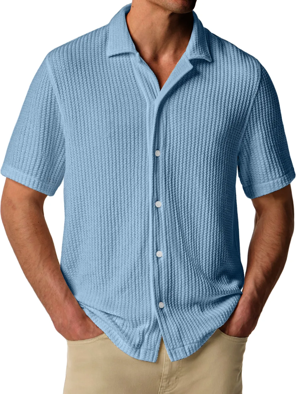 Men's Daily Texture Lapel Casual Comfort Short Sleeve Shirt