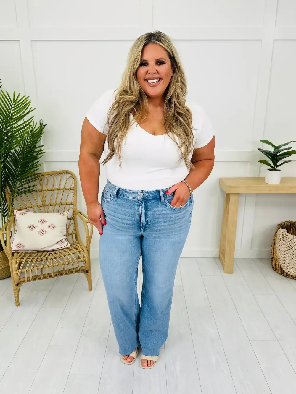 Dream of Me Tummy Control Slim Wide Leg Jeans