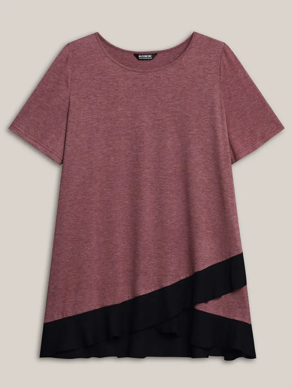 Color Contrast Overlap Hem Flared Top