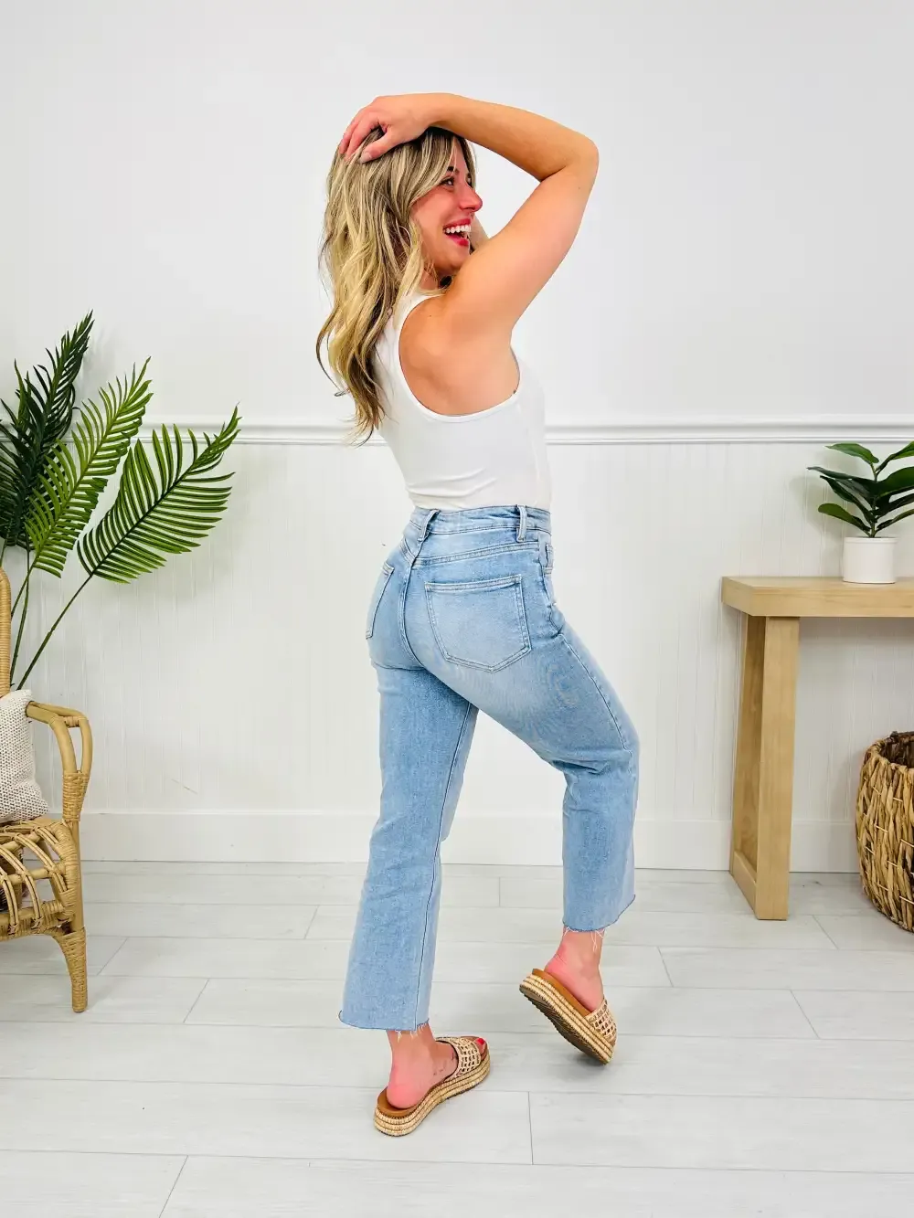 Along For The Ride Wide Leg Cropped Jeans With Tummy Control