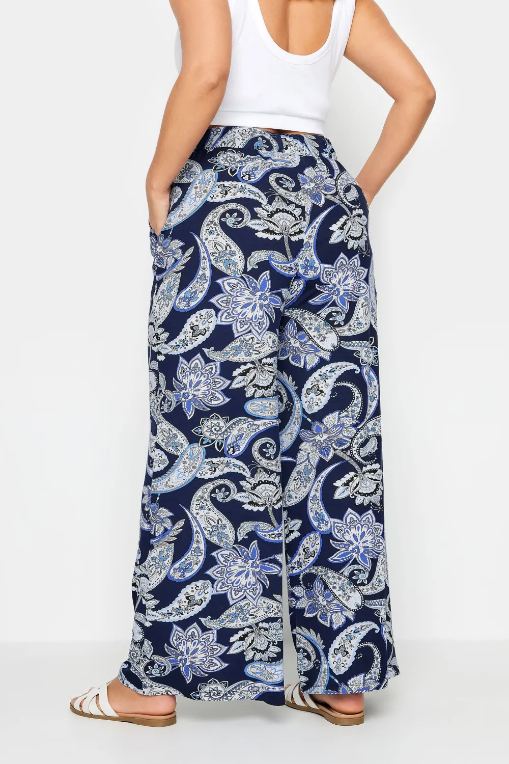 YOURS Curve Black Leopard Print Wide Leg Trousers