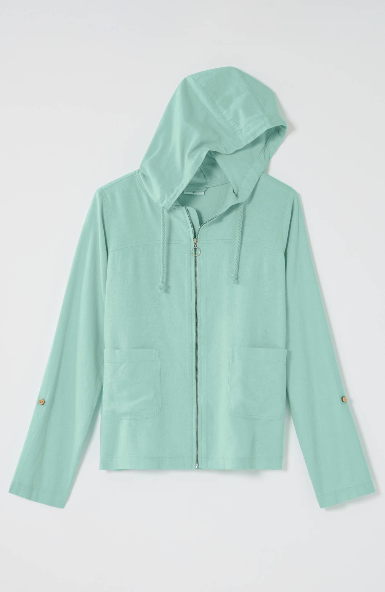 Hooded Tab-Sleeve Jacket