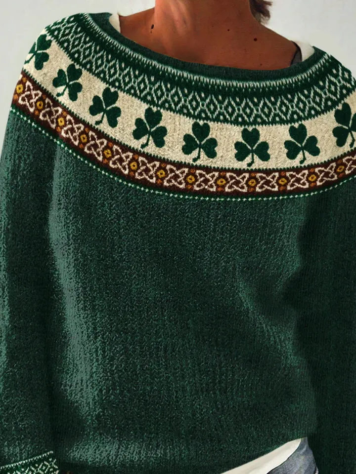 Women's St. Patrick's Day Shamrock Art Print Sweater