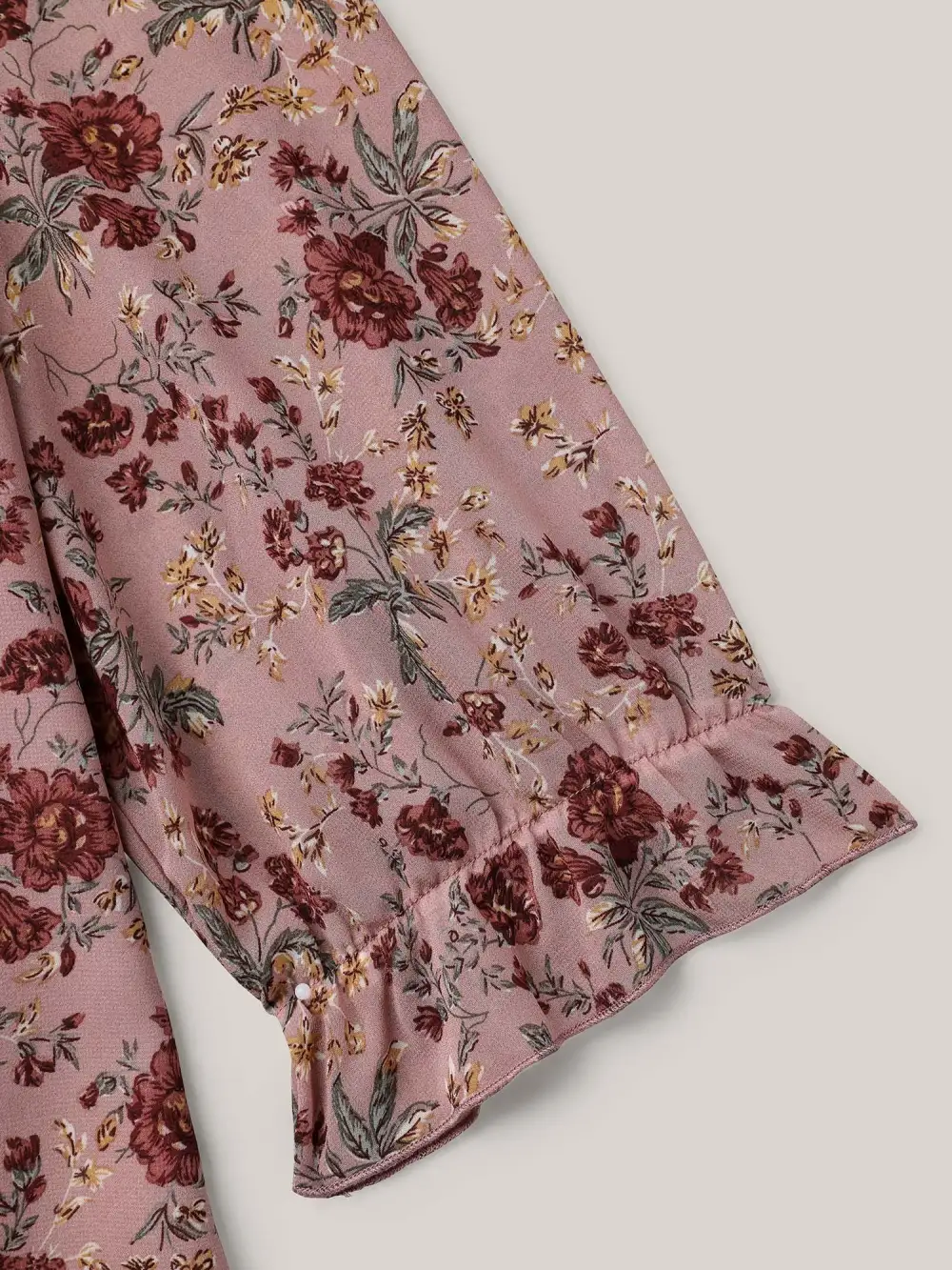 Chiffon Floral Print Ruffled Neck Flowy Shirt