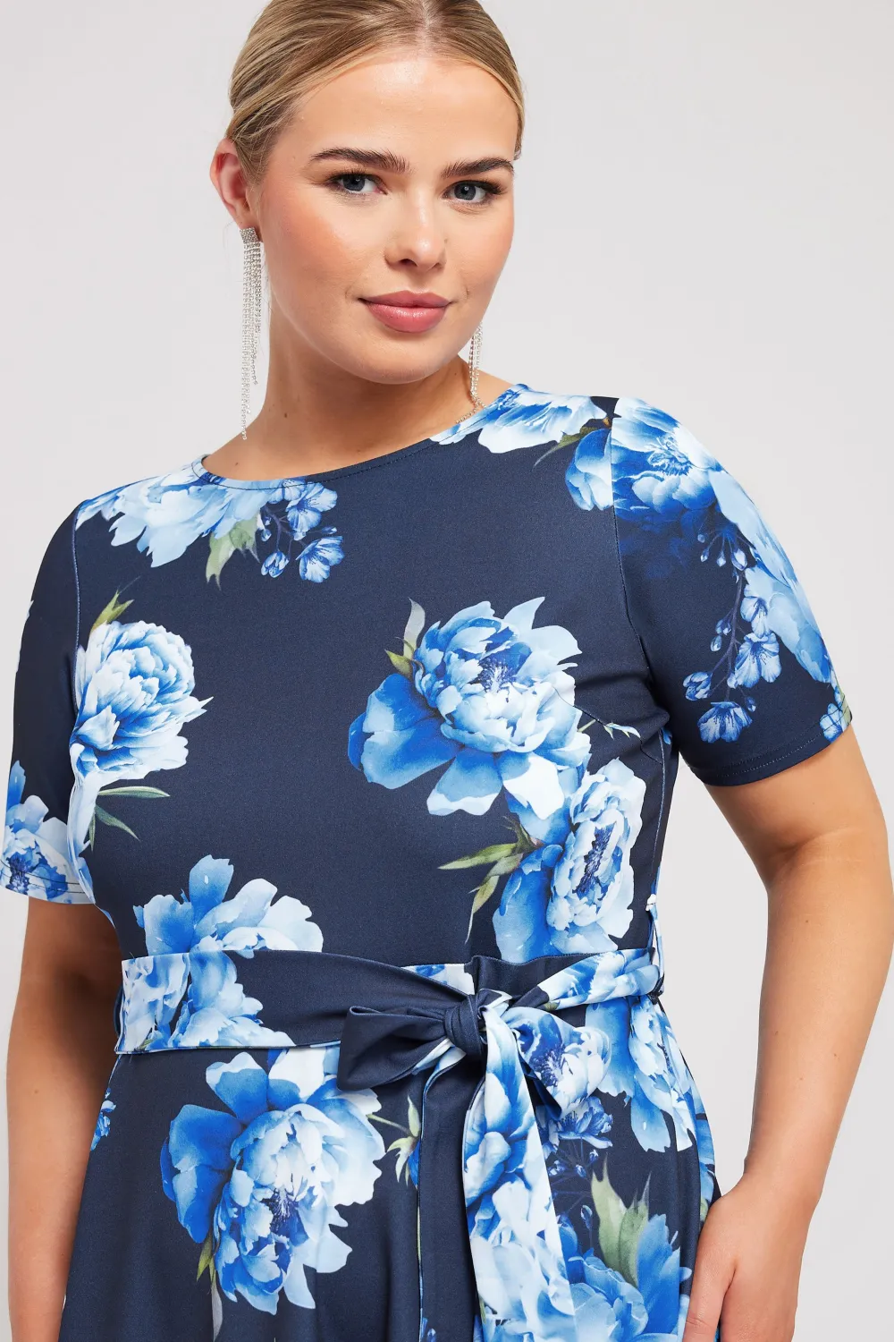 YOURS LONDON Curve Blue Scoop Neck Skater Dress