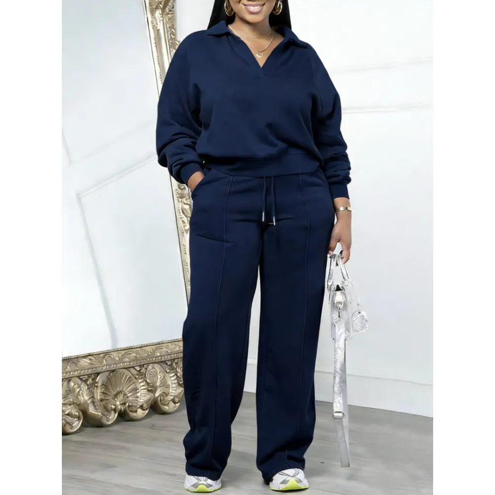 Women's Solid Color Casual Set