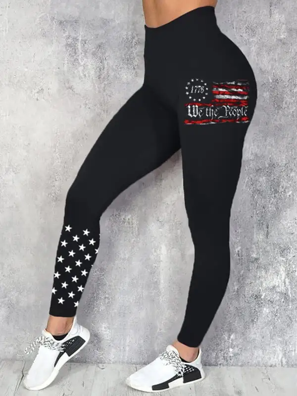 Women's Independence Day Printed Yoga Leggings