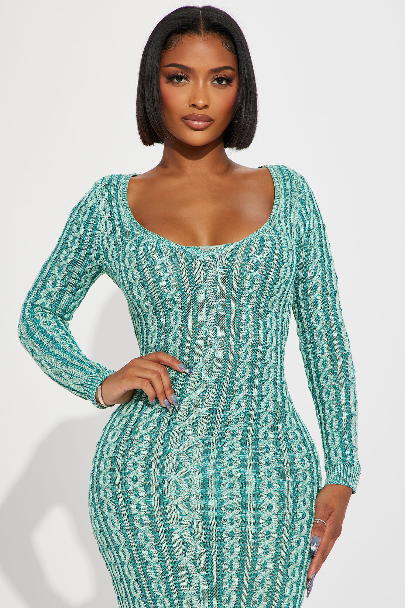Alena Sweater Midi Dress - Jade