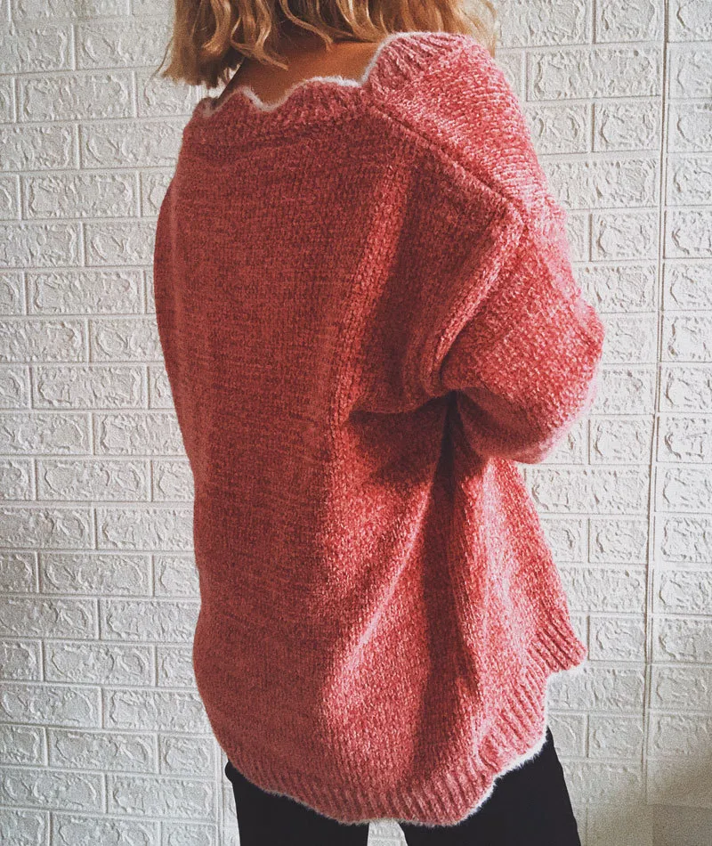Wave Edge V-Neck Casual Sweater