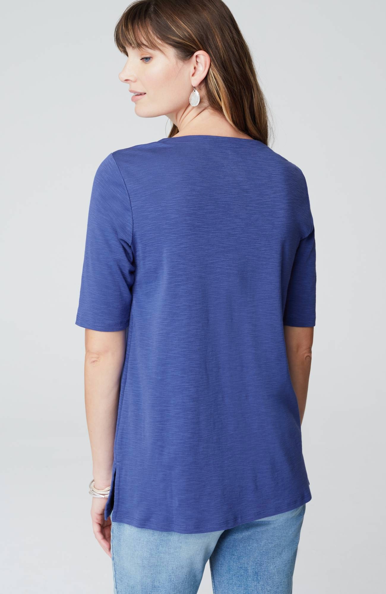 pima-slub scoop-neck side-slit tee