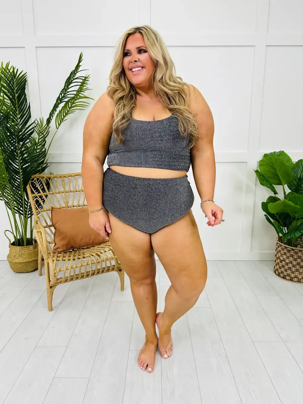 The Morgan Swim Top in Black Shimmer