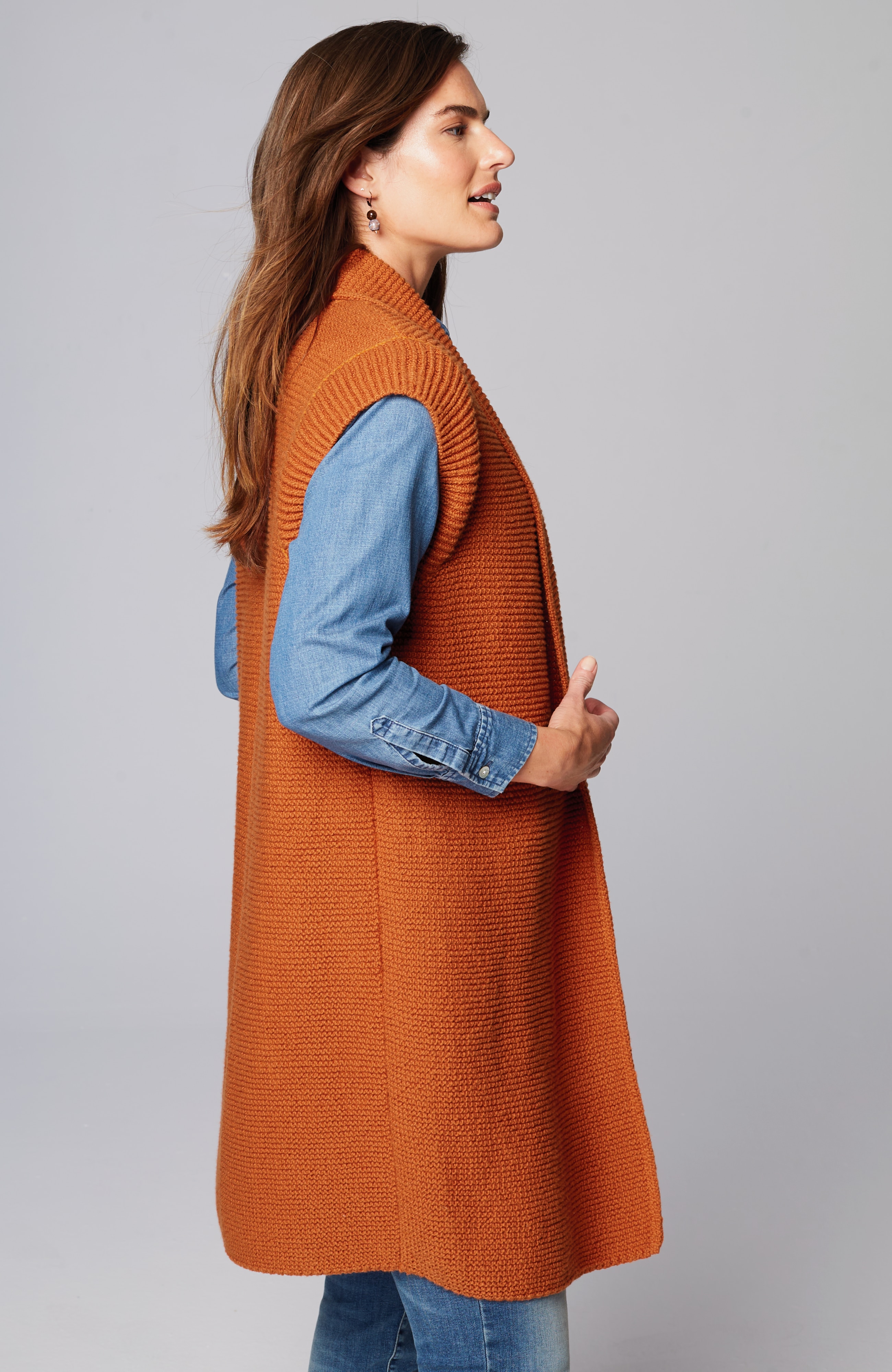 Textured Long Gilet Vest