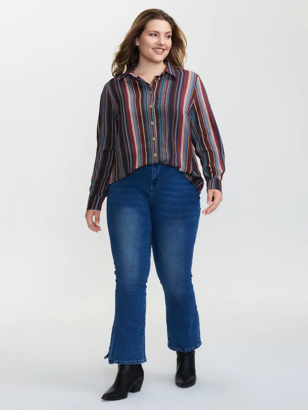 Colorful Stripe Button-Down Shirt