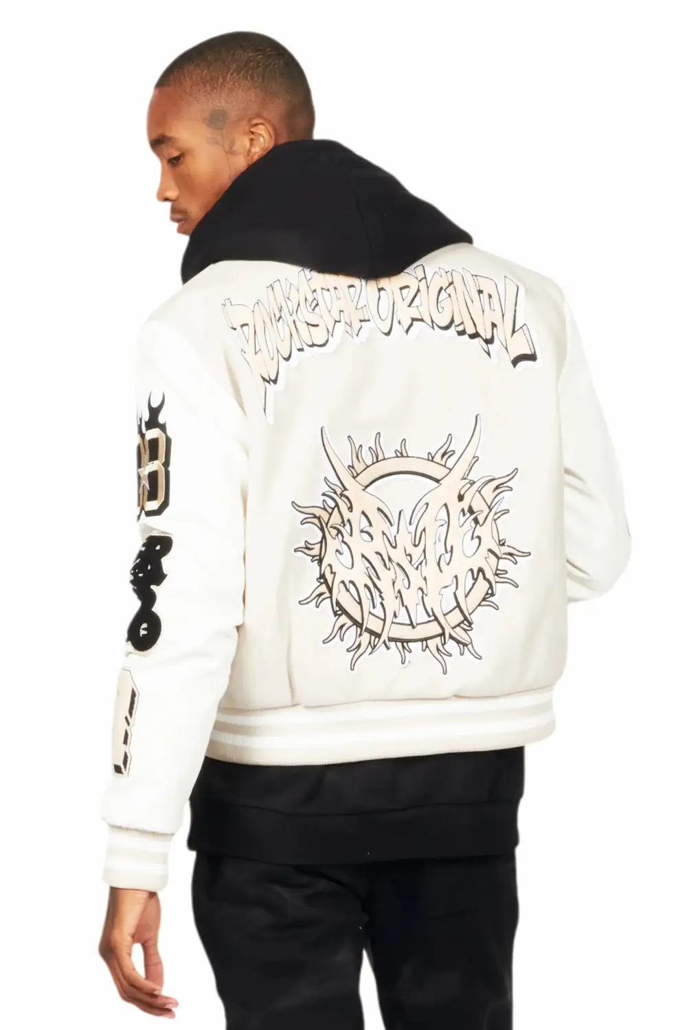 Fio Beige/White Varsity Jacket